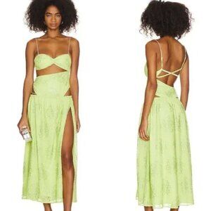 For Love And Lemons Anna 2 Piece Bodysuit Skirt Maxi Dress Neon NWT Sz M